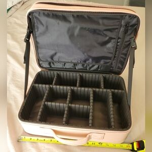 Pink Makeup Organizer with Adjustable Dividers